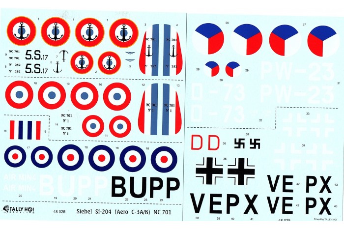 Tally HO! - Decals - Siebel Si-204 D (1:48) - 48025 - MJ Modely.cz